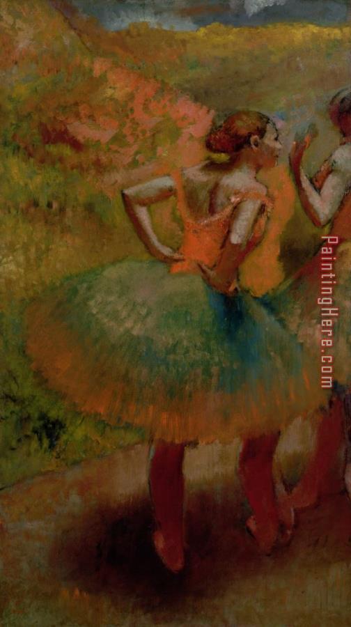 Edgar Degas Dancers Wearing Green Skirts